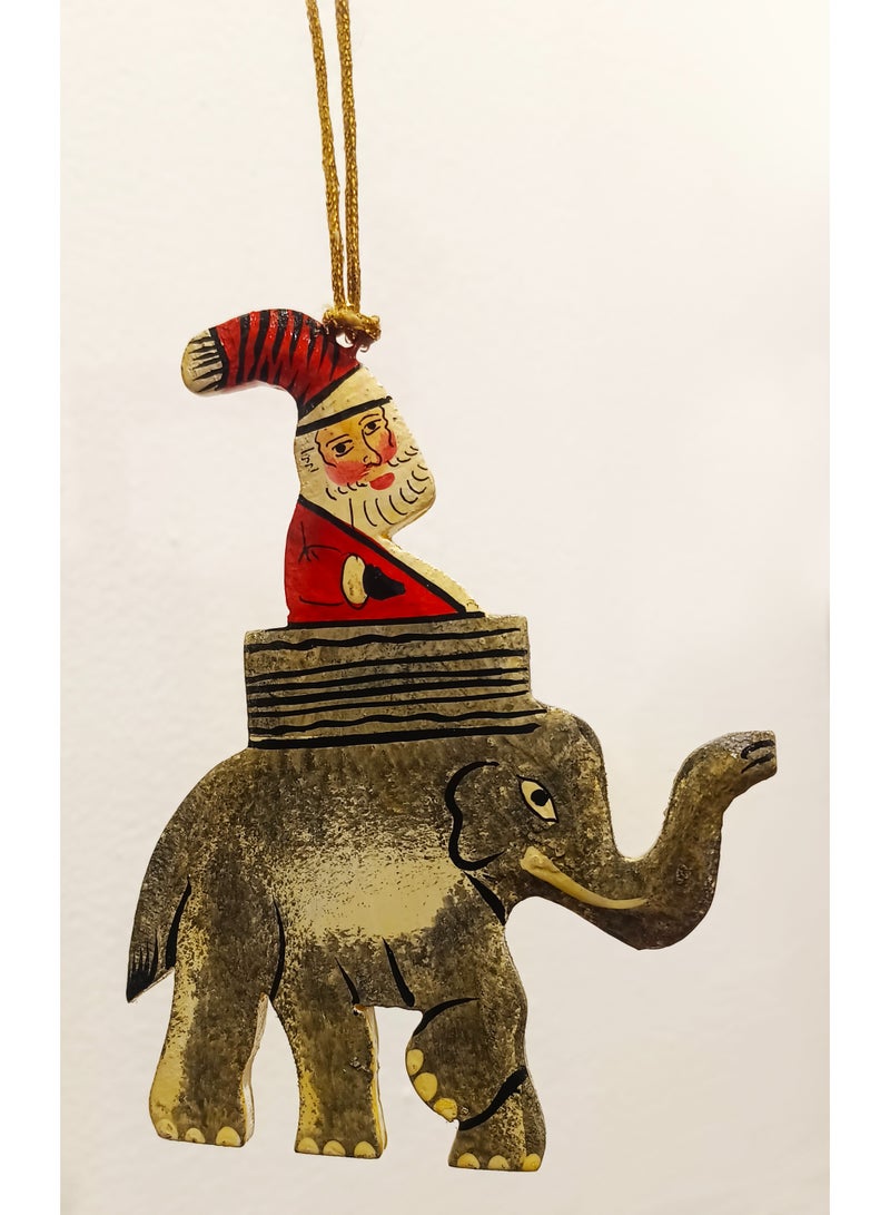 DECORATIVE PAPER MACHE HANGING ELEPHANT WITH SANTA 3 PC SET - Image 3